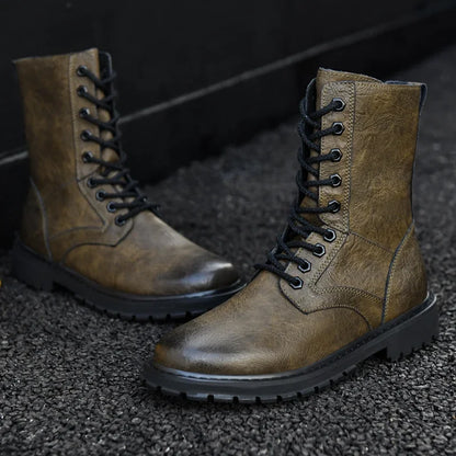 Plus Big Size 49 50 51 52 Winter Mens High Top Leather Boots Combat Tactical Shoes Hunting Khaki Black Retro Sales Discounts