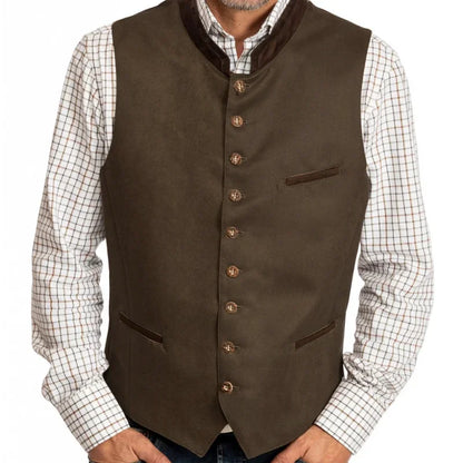 Men Vest Green Suede Velvet With Collar Single Breasted Waistcoat For Wedding Banquet Party Business Work Casual Daily Men Vest
