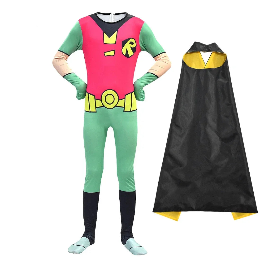 Halloween Costumes for Kids Teen Titans Go Robin Cosplay Boys Girls Bodysuit and cloak Cartoon Disfraces Carnival Party Clothing