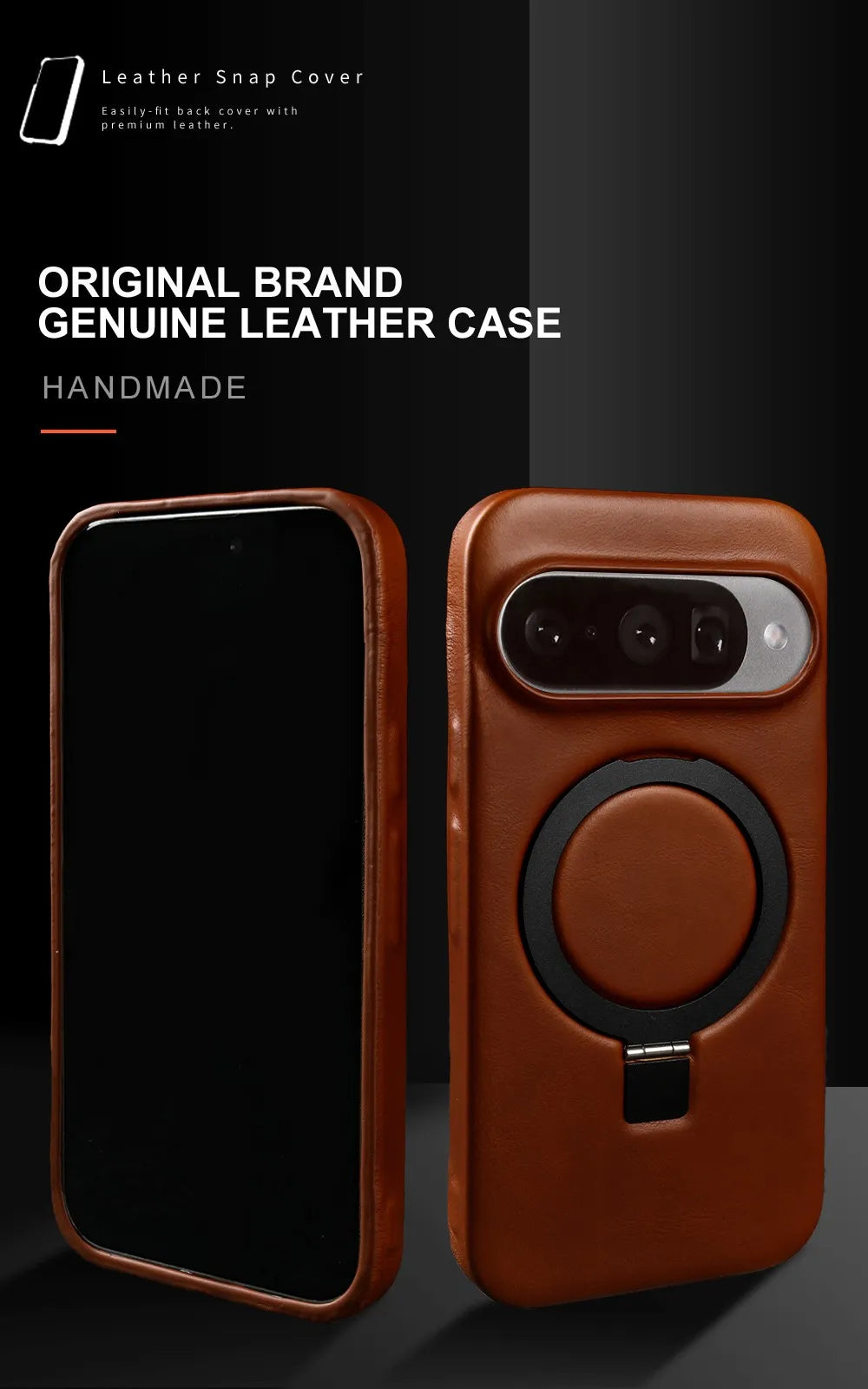 Luxury Magnetic Bracket Holder Genuine Leather Case For Google Pixel 10 Pro XL pixel10  8A 9pro 7A 6A 5A Full Wrapped Back Cover