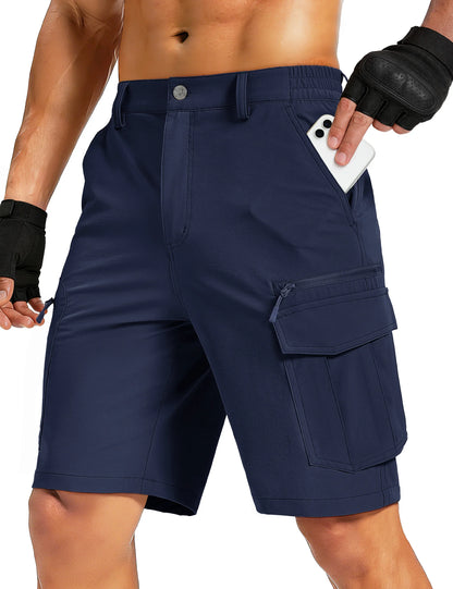 UPF 50+ Hiking Cargo Shorts with 7 Pockets Men 9" Quick Dry Lightweight Nylon Shorts Outdoor Work Shorts Fishing Casual