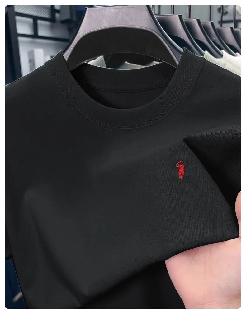 100% cotton high-end short sleeve T-shirt summer designer brand pony embroidery round neck top fashion casual golf men's wear