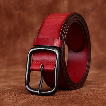 3.8CM Men High Quality Genuine Leather Belt Luxury Pin Buckle Belts Thick Cowskin Fashion Vintage Strap Male Jeans for Man
