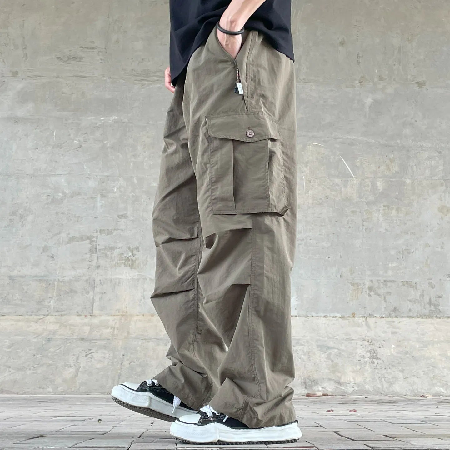 Mens Womens Spring Summer Lightweight Quick Dry Baggy Loose Paratrooper Cargo Pants Outdoor Techwear Multi Pocket Streetwear