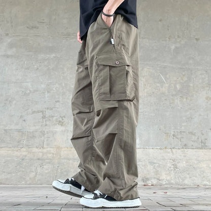 Mens Womens Spring Summer Lightweight Quick Dry Baggy Loose Paratrooper Cargo Pants Outdoor Techwear Multi Pocket Streetwear