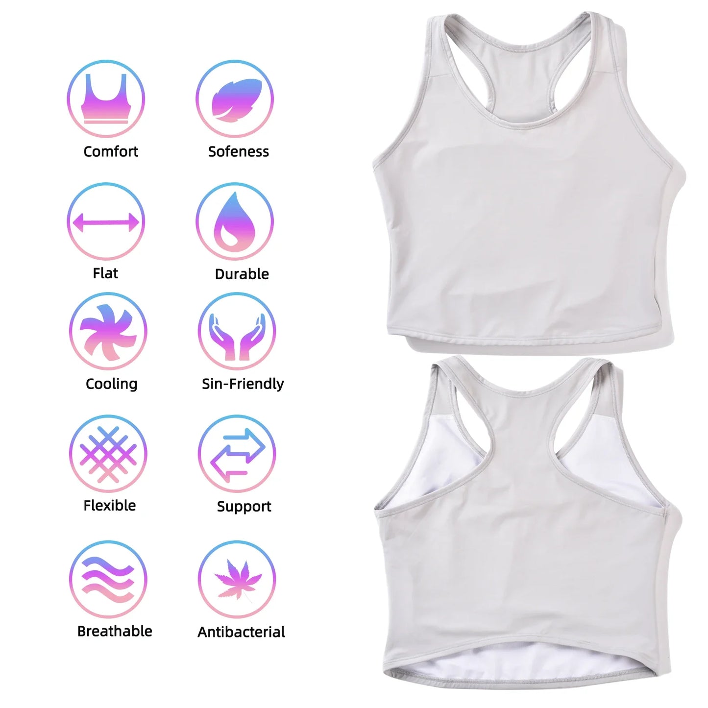 Transgender FTM Breathable Half Chest Binder Tank Top