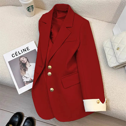 2026 New Temperament Commuting Suit Jacket Spring Autumn Women Blazers Notched Lapel Lined Design Sense Lady Suit Coats Trend