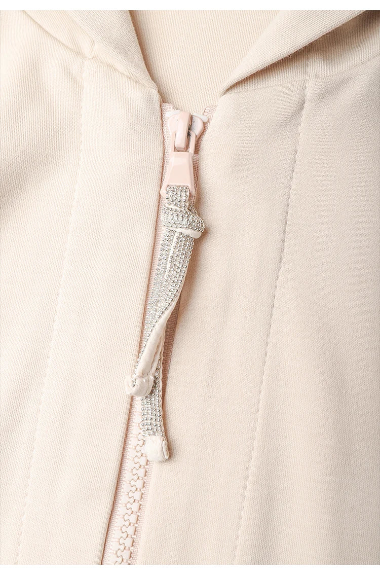 K1071W In Stock High Quality 100% Combed Cotton Zip Woman Cotton Hoodi Cropped Manufacturers Hoodies Women Sweatshirt Clothing
