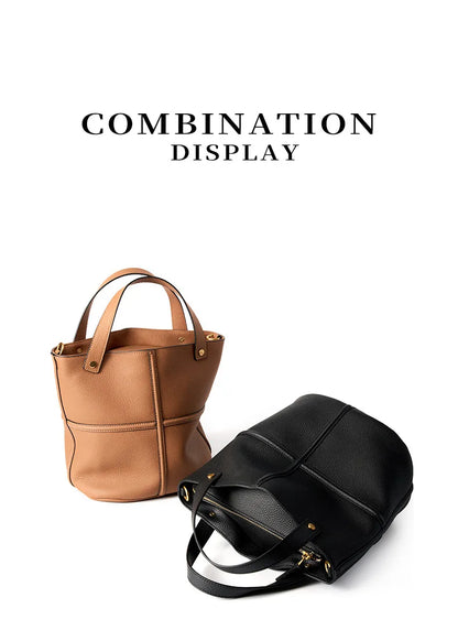 Women Bucket shoulder bag brand design Cowhide ladies handbags and purses genuine leather Tote Bags female messenger Bag Bolsas