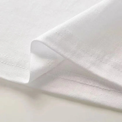 2025 Exported To Japan Orders Classic Embroidery Fashion Solid Simple Loose Short Sleeve Cotton Couple T-shirt Men/Women Top