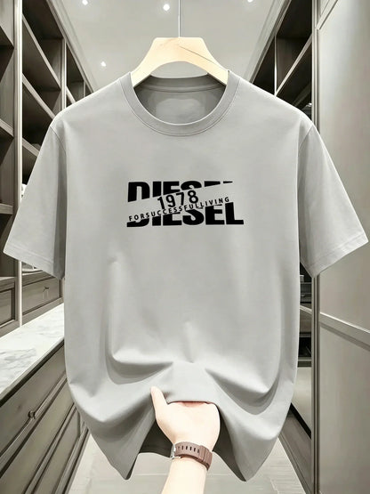 New European and American Trendy Men's Fashionable Casual Short Sleeved T-shirt, Solid Color T-shirt, Men's Summer Sports Tops