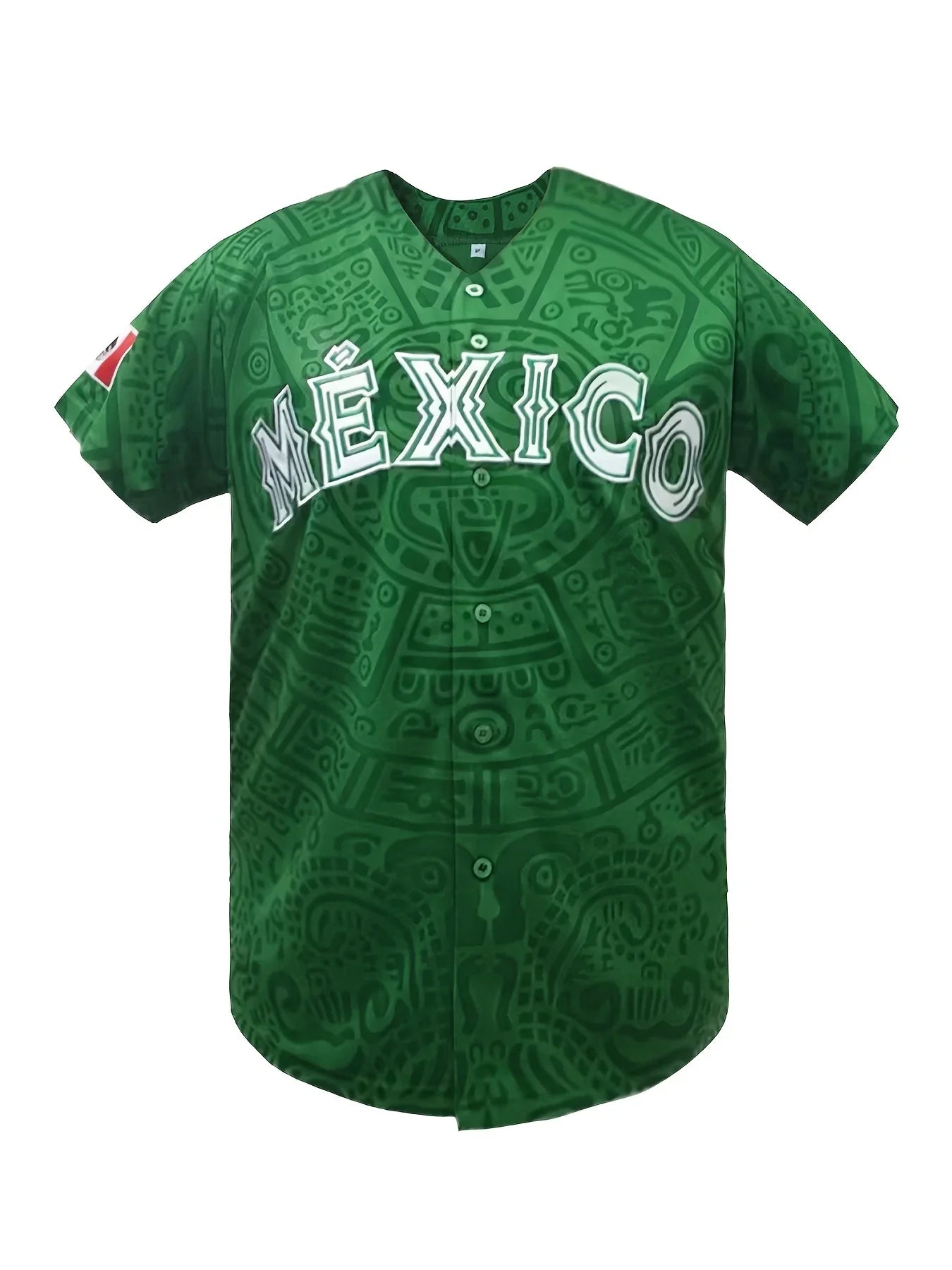 Men's Baseball Jersey Short Sleeve with "MEXICO" Embroidery Breathable Loose Fit for Casual Parties, Sports & Outdoor Activities