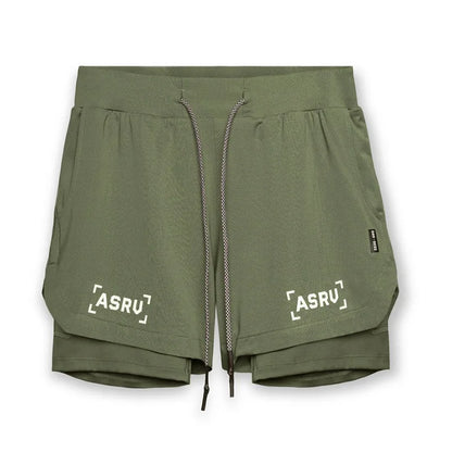 Men's 2 in 1 Double-deck Gym Shorts Quick Dry Summer Running Workout Shorts Zipper Pockets Slim Fit Fitness Training Short Pants