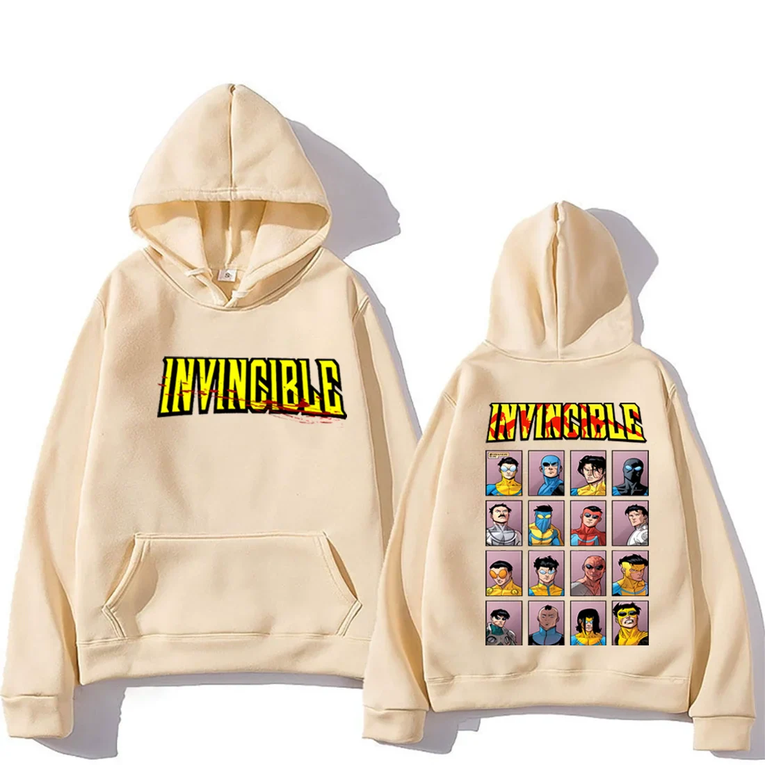 Invincible Mark Superhero Double Sided Printed hoodie Men Women's harajuku clothing Fleece Long Sleeve Anime hip hop streetwear