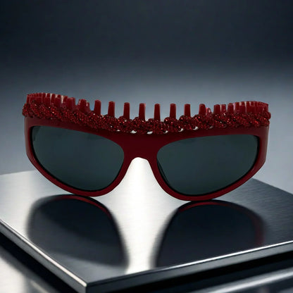 y2k Spiked Headband Large Frame Sunglasses for Women and Men Punk Sweet Cool Style Exaggerated Rhinestone Shade for Funny Party