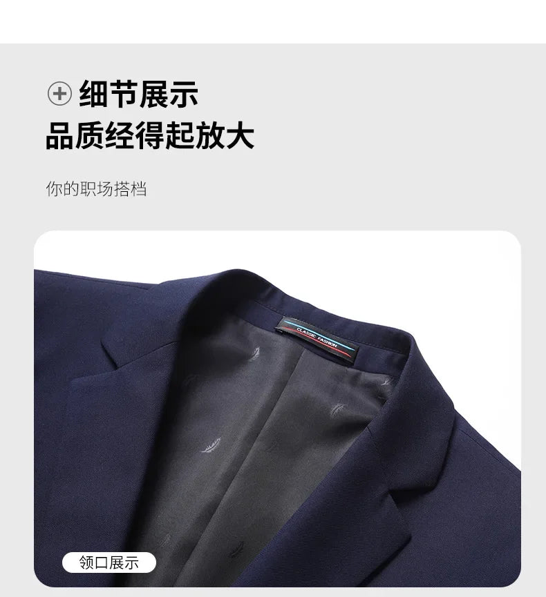 2026 New Arrival Men's Solid Navy Blue  black Blazer Single Breasted Formal Suit Jacket