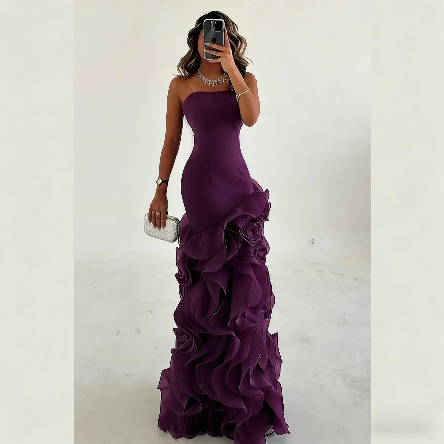 Elegant  Asymmetrical Prom Gown Tiered Layers Party Dress for Women Mermaid Evening Dresses Formal Occasion Dresses Customized