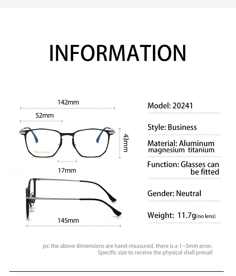Ultra-light Aluminum Titanium Business Fashion Eyeglasses  Anti-Blue Light Reading Glasses Men Myopia Prescription 20241