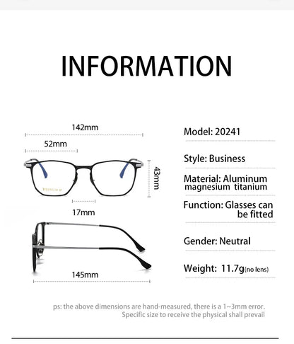 Ultra-light Aluminum Titanium Business Fashion Eyeglasses  Anti-Blue Light Reading Glasses Men Myopia Prescription 20241