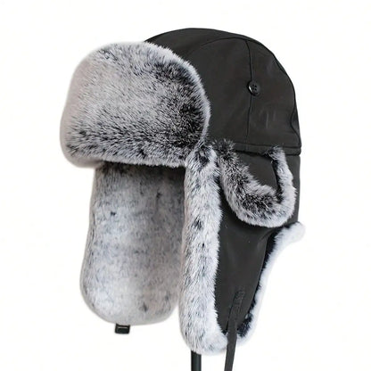 Winter Warm Bomber Hat for Men Women Snow Cap Faux Fur Russian Ushanka Trapper Hats with Earflaps for Outdoor Hunting Skiing