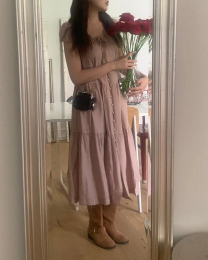 Spring 2025 Chic A-Line Dr Korean Sle Long Svel Women's Faionable Gown Ele Personali Commute Suitable Dr