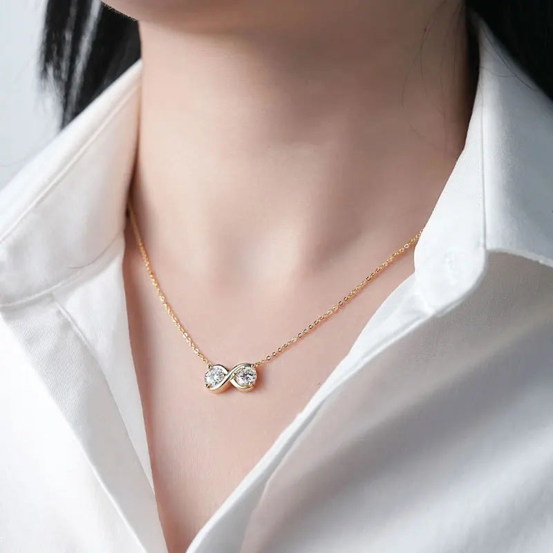 GRA Certified Moissanite Twisted Bowknot Pendant Necklaces for Women S925 Sterling Silver Jewelry Chains Wedding Gifs