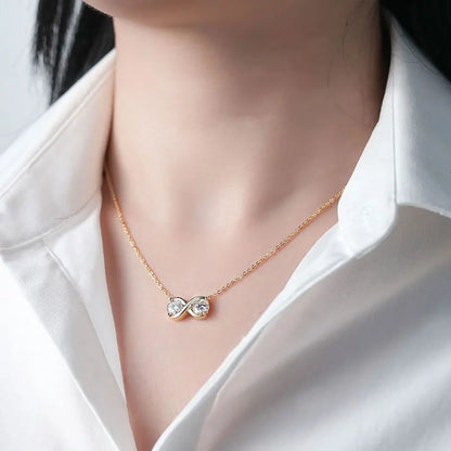 GRA Certified Moissanite Twisted Bowknot Pendant Necklaces for Women S925 Sterling Silver Jewelry Chains Wedding Gifs