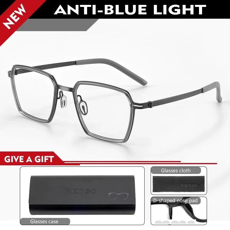 Simple Geometric Polygon Fashion Pure Titanium Vintage Design Blue Light Protection Glasses Customizable Prescription 2715