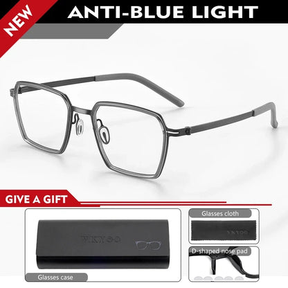Simple Geometric Polygon Fashion Pure Titanium Vintage Design Blue Light Protection Glasses Customizable Prescription 2715