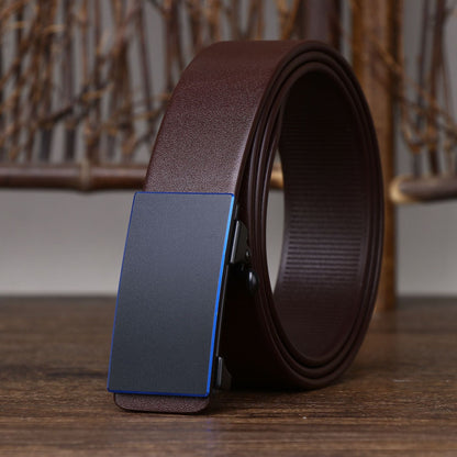 3.5CM Thick Cowhide Genuine Leathe Jeans Belt Business Toothless Automatic Buckle Belt Men High Quality Luxury Male Strap Cintos