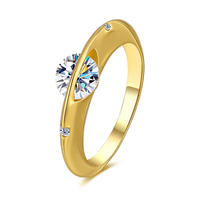 1carat Moissanite Wedding Ring for Women 925 Sterling Silver Solitaire Sparkling Diamond Engagement Rings with Certificate