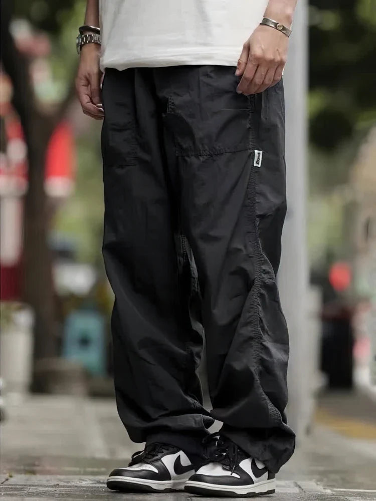Outdoor Waterproof Parachute Pants Men Casual Baggy Wide leg Motorcycle Pants Streetwear Sport Jogger Sweatpants Trousers