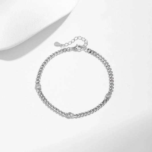 Bracelet torsadé en moissanite ronde couleur D plaqué or blanc, en argent sterling 925, délicat, réglable, idéal comme cadeau