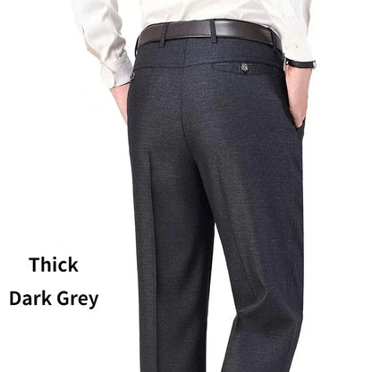 Mens Autumn Thick Summer Thin Business Pants Loose Male Pant High Waist Straight Trousers Casual Fashion Pant Plus Size 28-40
