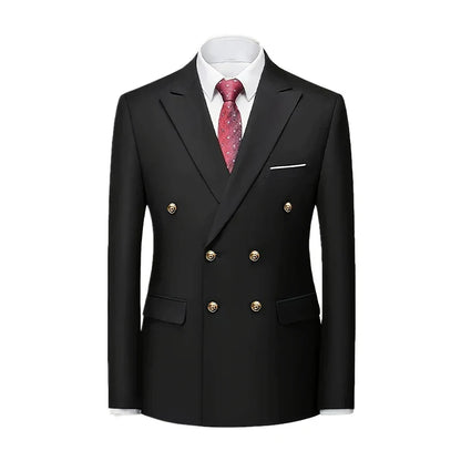 Two-piece Set Suit Men's Vintage Banquet Suit Chinese Style Suit Double Breasted Blazer Metal Buttons Dress Pants Wedding Galas