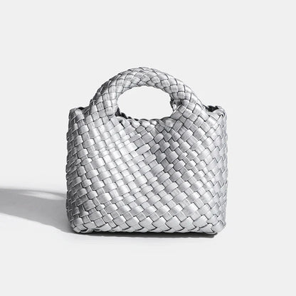 Designer bag Women's handbag Popular small size version PU leather woven bag Fashion style soft handmade bucket bag