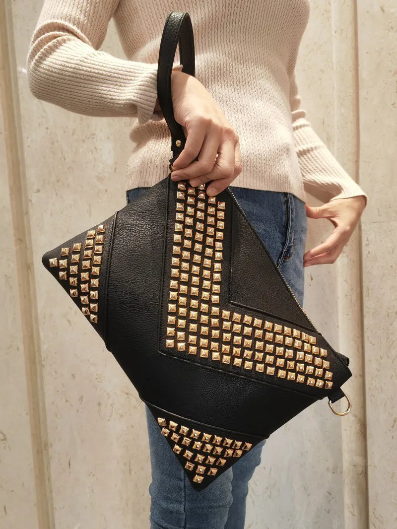 Envelope Clutch Bag for Women Luxury design Handbags Fashion Rivet Party Evening Clutches For Ladies Shoulder Bag A4 Briefcase