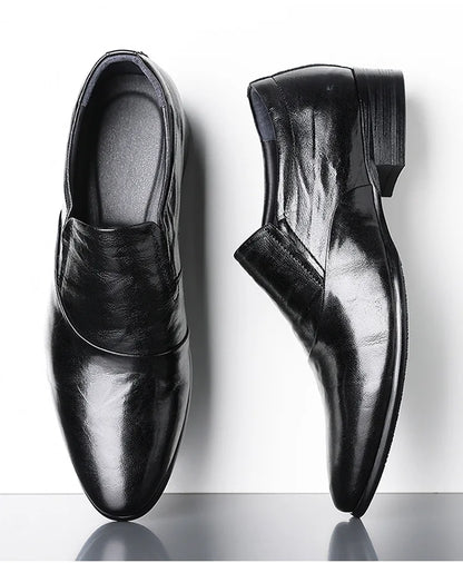 2026 New Low-heeled Business Shoes for Men Black Spring Summer Leather Shoes Male Fashion Casual Dress Shoe Man