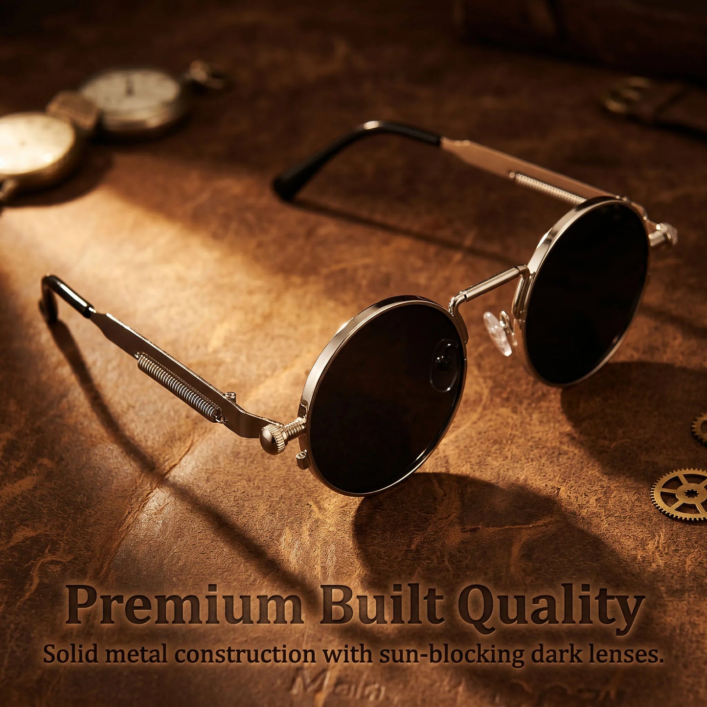 Round Steampunk Sunglasses Men UV400 Protection Punk Fashion Glasses Vintage Luxury Dropshipping Gafas De Sol Lunette De Soleil
