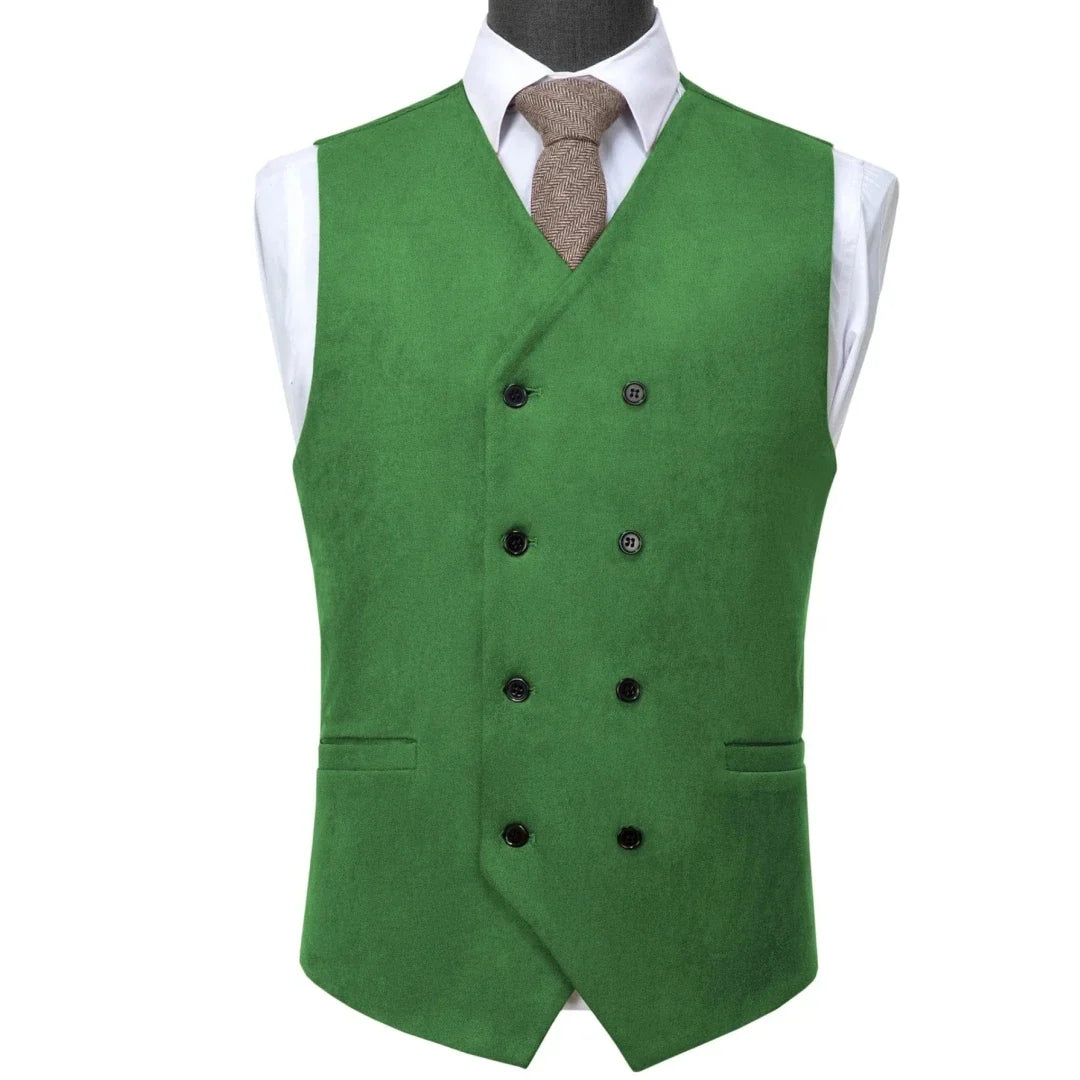 Men Vest Brown Suede Double Button Solid Waistcoat For Wedding Birthday Banquet Party Business Work Daily Casual Men Suit Vest