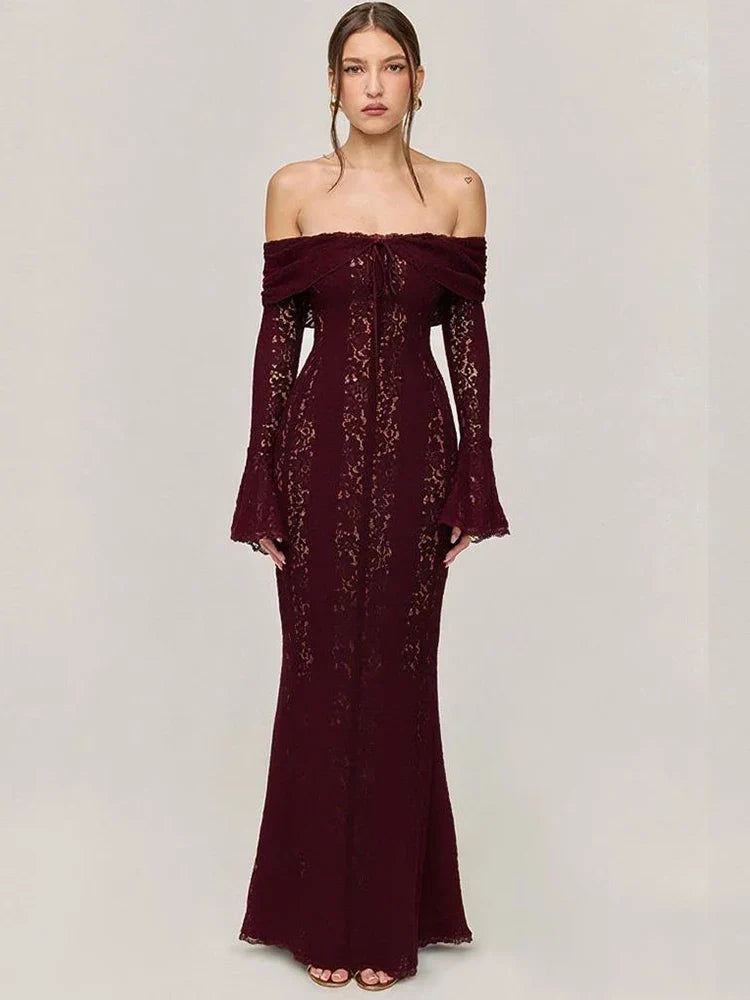 White Evening Dresses for Events Red Long Sleeve Lace Elegant Party Dresses 2025 Women Luxury Wedding Prom Dress Gown