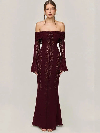 White Evening Dresses for Events Red Long Sleeve Lace Elegant Party Dresses 2025 Women Luxury Wedding Prom Dress Gown