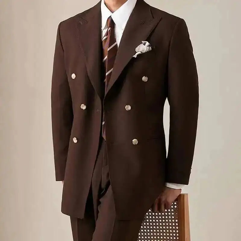 Spring Jacket Men Blazer Masculino Slim Fit Blazer Hombre Lapel Collar Casual Business Italian Style Double Breasted Blazer Men