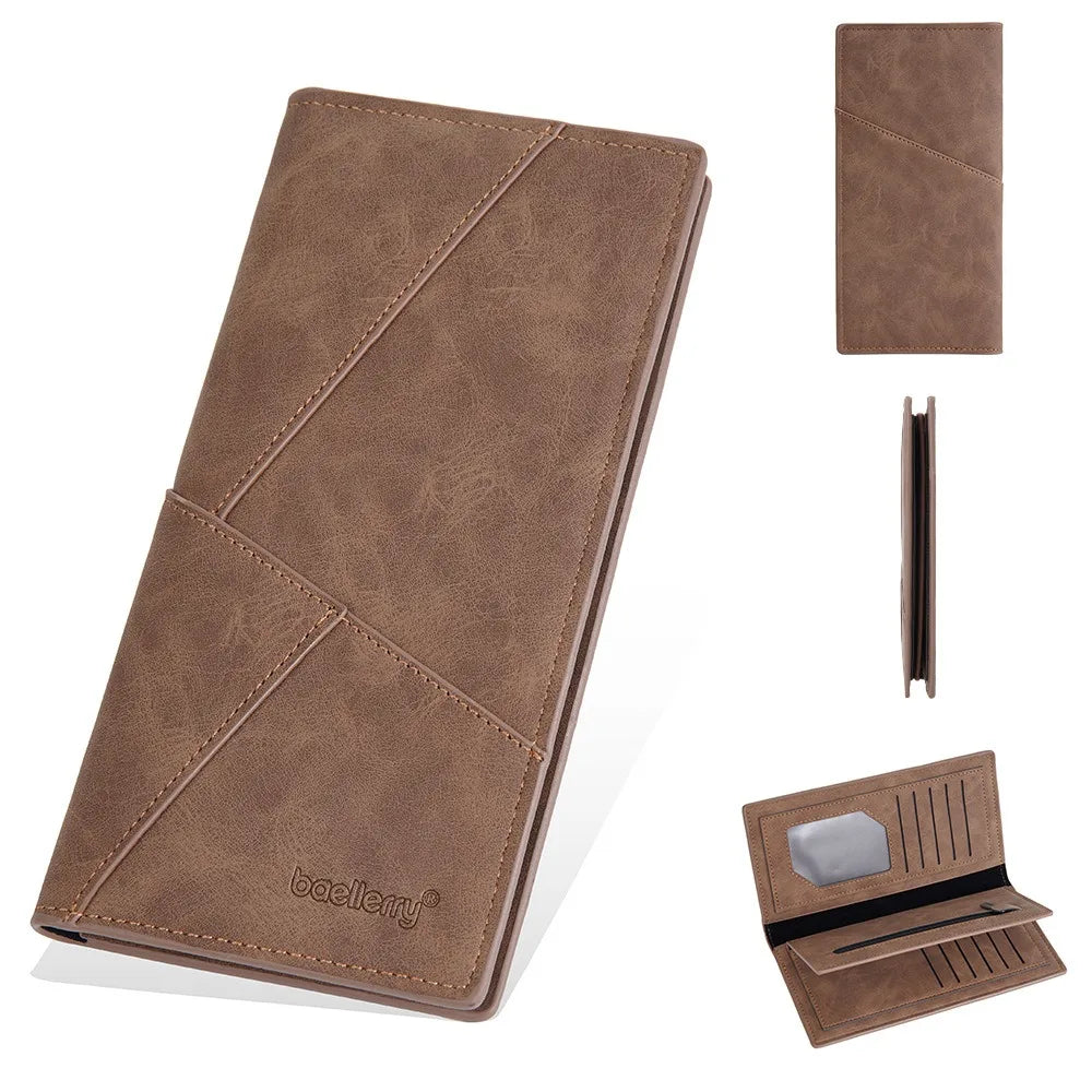 Men's Custom Engraved Long Wallet PU Leather RFID Blocking 10+ Card Slots Zipper Gift
