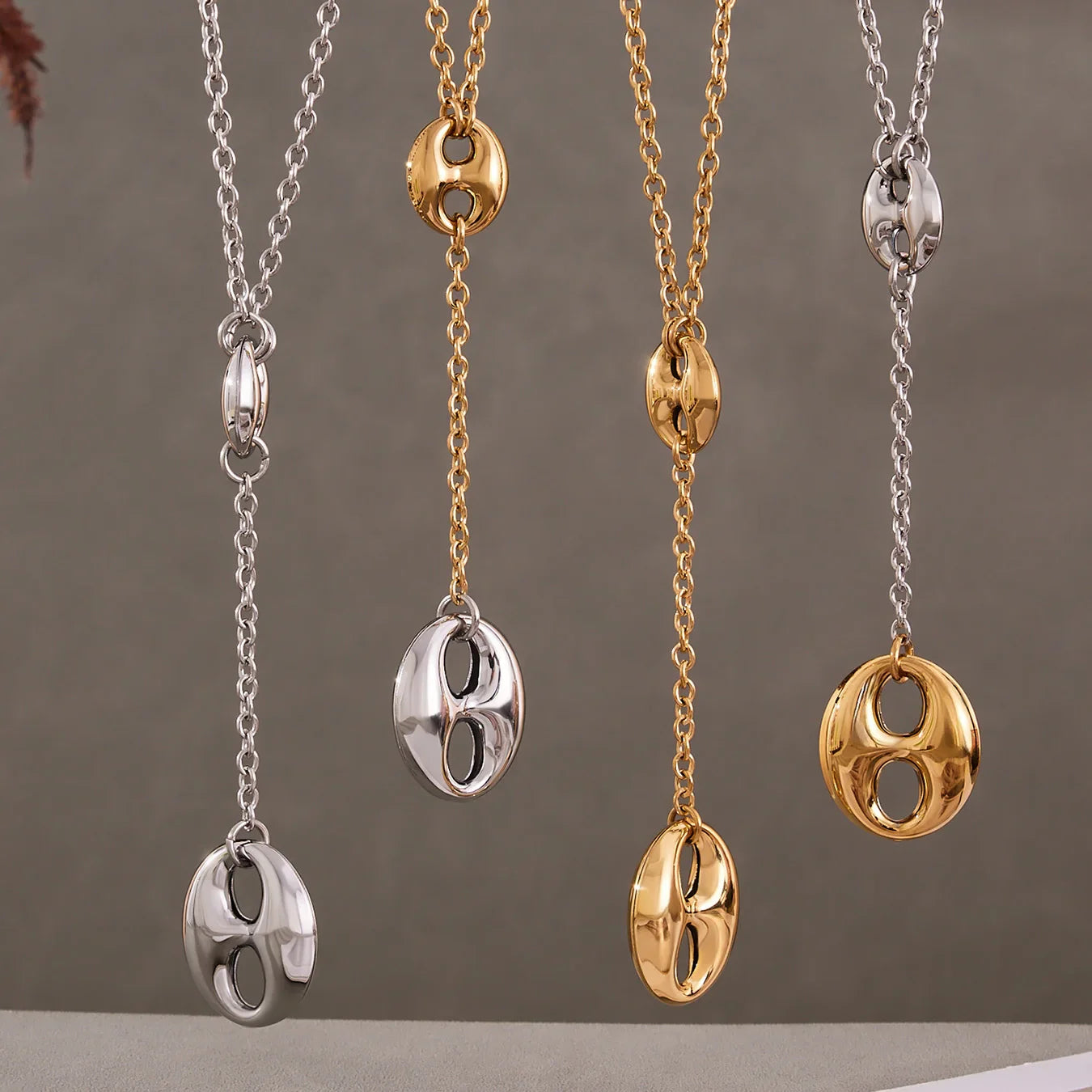 Nivora Double Pig Nose Clasp Pendant Stainless Steel Y Shape Chain Necklaces For Women Wedding Charm Drop Choker Women Jewelry