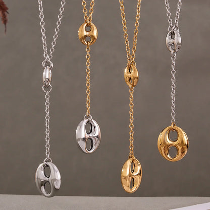 Nivora Double Pig Nose Clasp Pendant Stainless Steel Y Shape Chain Necklaces For Women Wedding Charm Drop Choker Women Jewelry