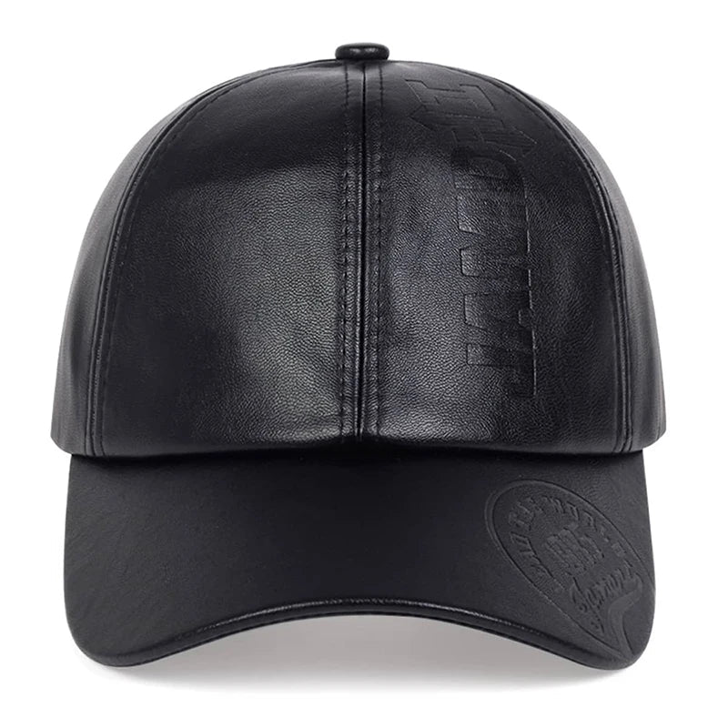 Pu Leathe Letter Printing Baseball Caps Spring and Autumn Outdoor Adjustable Casual Hats Sunscreen Hat