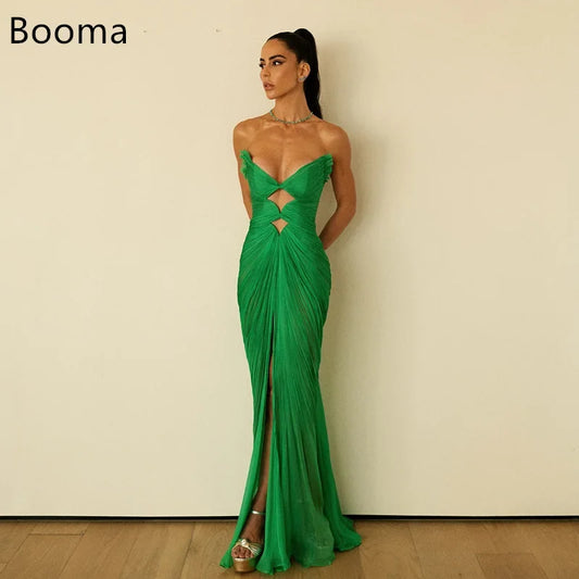 Booma Mermaid Sleeveless chiffon Strapless Evening Dresses Long Formal Dresses for Women Elegant Prom Gowns Custom Made 2025