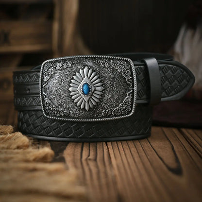 A Men's and Women's Casual Retro Belt Western Style! PU Leather Belt with Metal Buckle, Suitable for Daily Work Wear