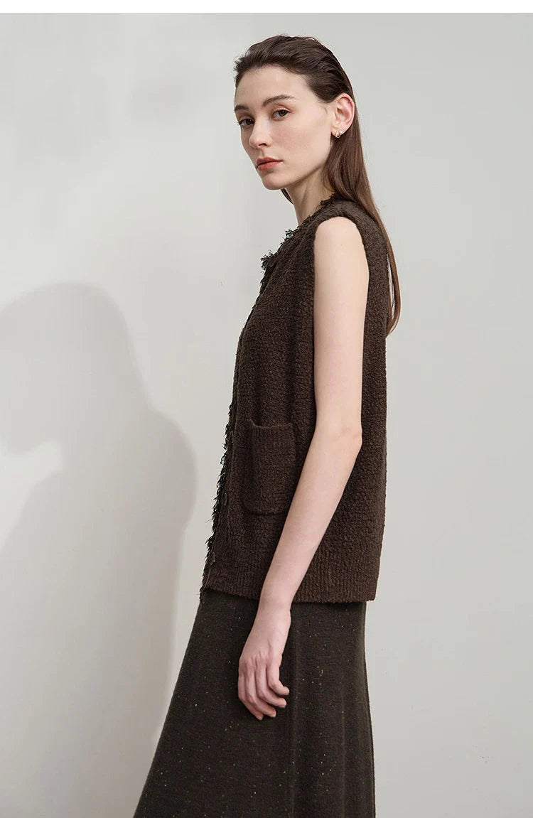 Women's Vest 2025 Autumn New O-neck Elegant Retro Knitted Vest Women's Casual Versatile Loose Sleeveless Top Female12543082